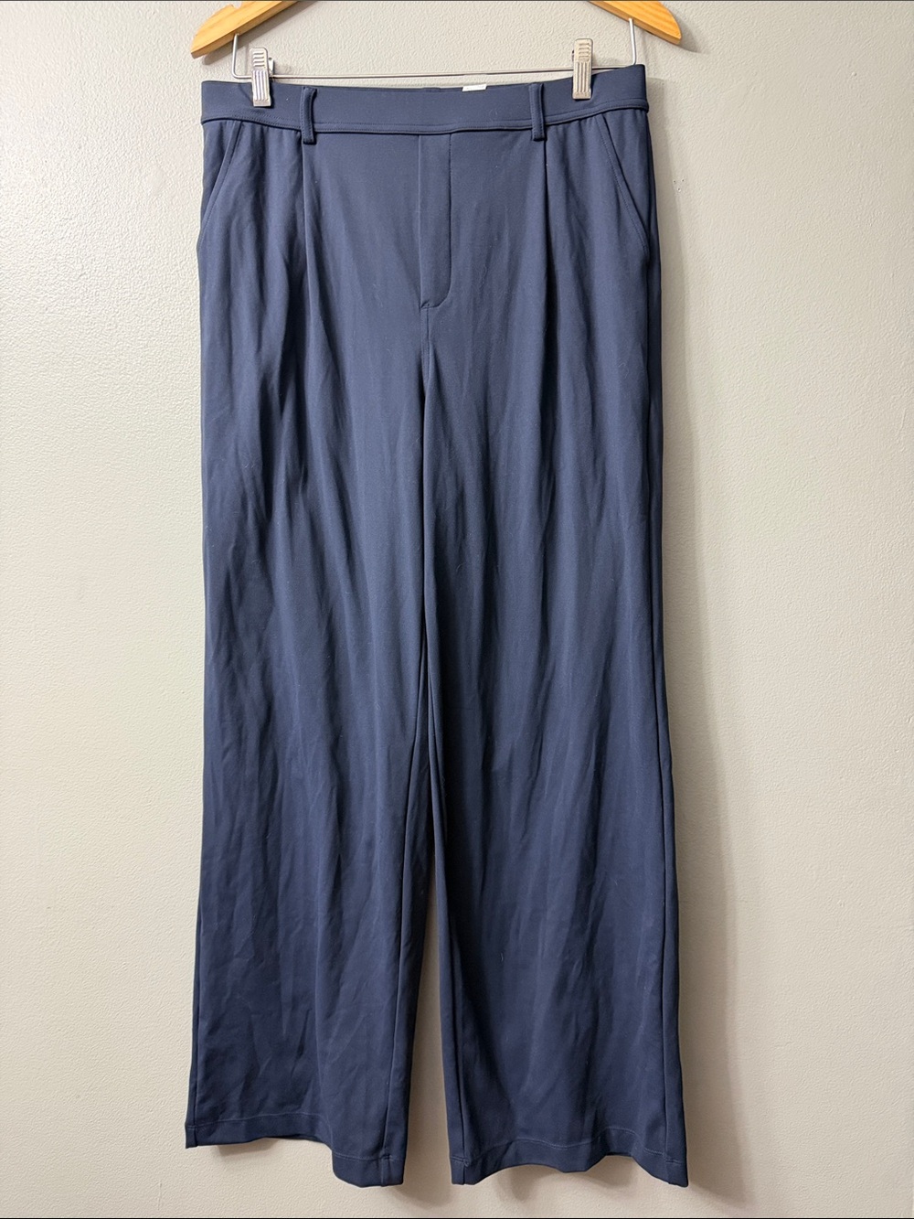 HALARA navy blue pull on wide leg pants large tall